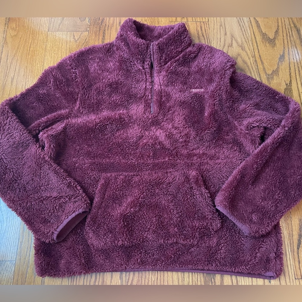 Reebok Women's Size XLarge Windsor Wine 1/4-Zip Mock Neck Sherpa Fleece Pullover